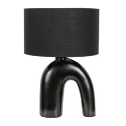 Lia Fabric Drum Lamp Shade Arch Abstract Ceramic Table Lamp
