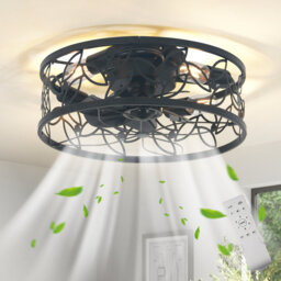 46cm Farmhouse Caged Ceiling Fan with Light Kit and Remote