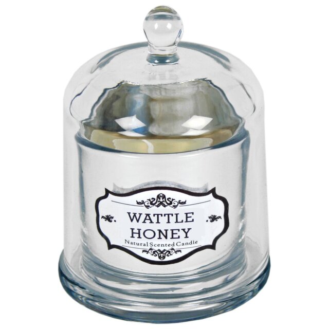 Wattle Honey Scented Jar Candle with Glass Holder