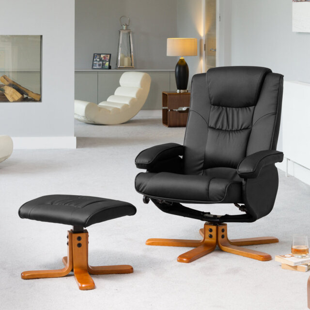 Yvelines 73cm Wide Faux Leather Swivel Ergonomic Recliner with Massager