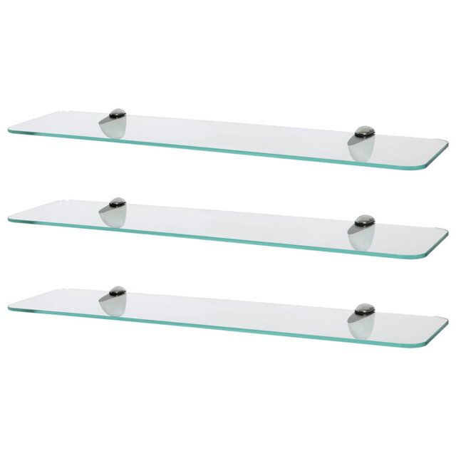 Harbour Housewares - Rounded Floating Glass Shelves with Metallic Brackets