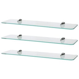 Harbour Housewares - Rounded Floating Glass Shelves with Metallic Brackets
