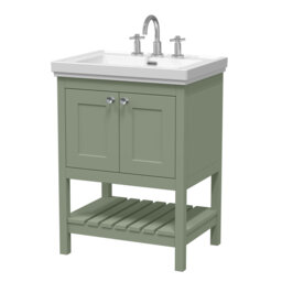 Bexley 600mm Free Standing Single Bathroom Vanity with Fireclay Top