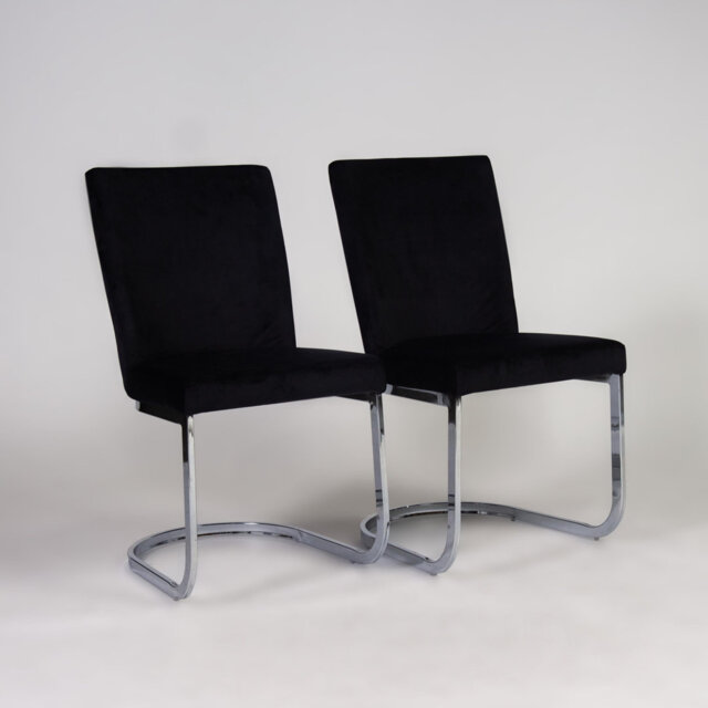 Aurelus 48cm H Tufted Upholstered Cantilever Chair in Black