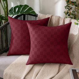 Check Velvet Cushion Covers, Set of 2 – Textured Plush Scatter Pillow Covers for Sofa, Bed & Living Room