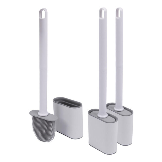 Harbour Housewares - Wall-Mounted Toilet Brush & Holder - Pack of 3