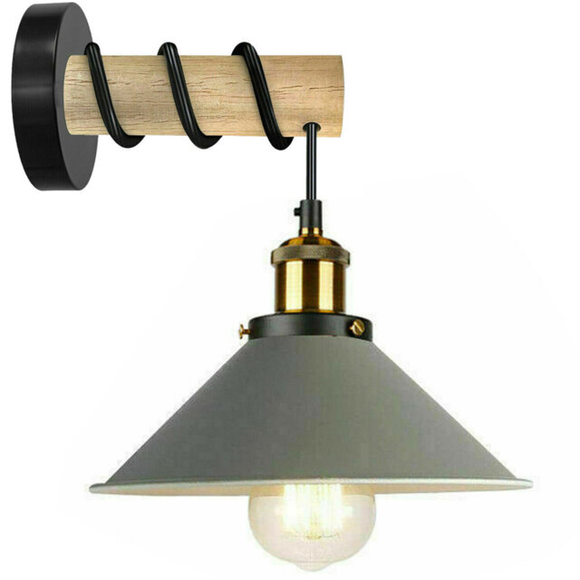 Retro Vintage Industrial Wood Wall Sconce Light Loft Modern Lamp Light Fixture