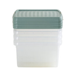 Wham Clip 9L Square Plastic Storage Boxes with Secure Clip Lock Lids. L:29 x W:29 x H:15.5cm