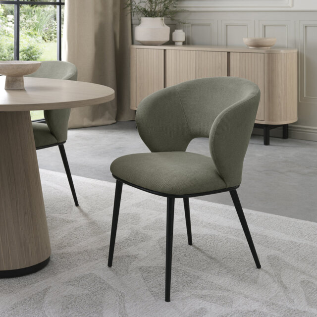 Anjelita UPHOLSTERED DINING CHAIR - BLACK SAND POWDER COATED LEGS (PAIR)