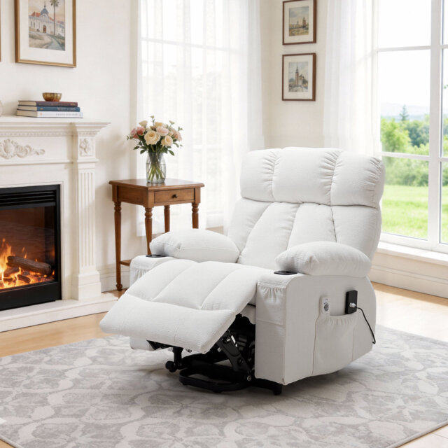 92cm Wide Chenille Wall Recliner Standard Recliner with Massager