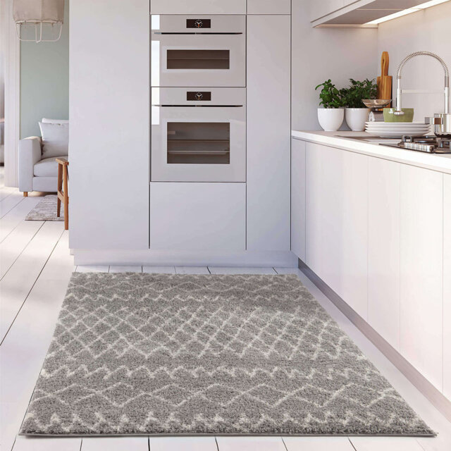 Moroccan Shaggy Collection Rugs Moroccan Design in Grey/Ivory
