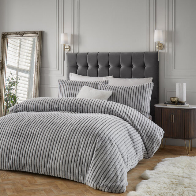 Alpine Polyester Striped Duvet Cover Set with Pillowcases Included