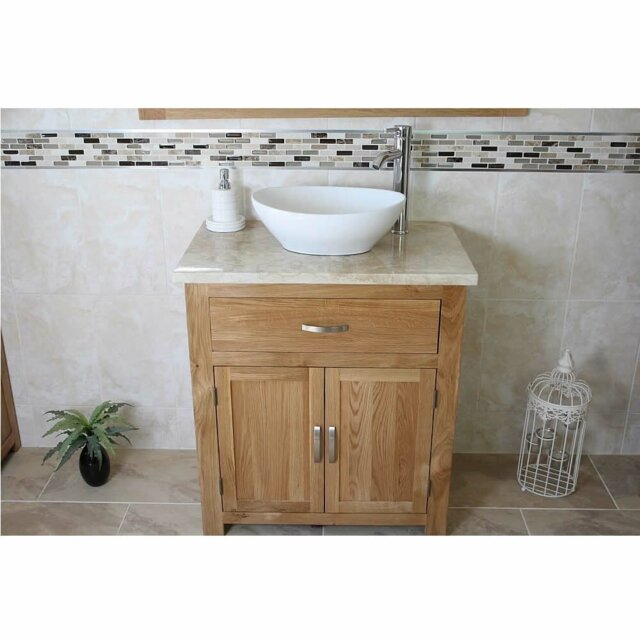 Deltoro Solid Oak 750mm Free-Standing Vanity Unit