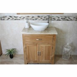 Deltoro Solid Oak 750mm Free-Standing Vanity Unit