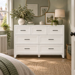 "51.97"" W 7-Drawer Steel Dresser with Anti-Tip Anchors, White"