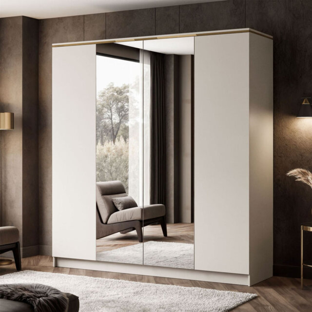 AURORA 4D Wardrobe with Mirror â Cashmere