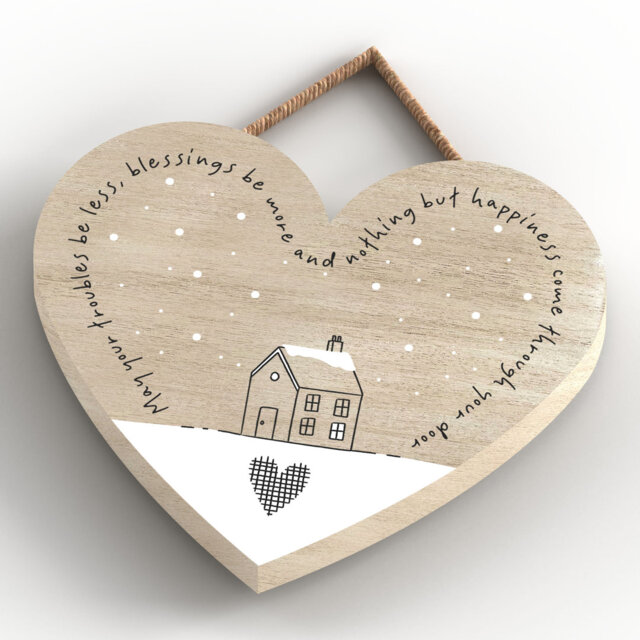 Vivid Squid Wholesale Happiness Through Your Door Wooden Heart Plaque Wall Décor
