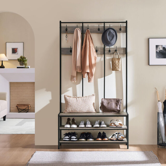 Hall Tree 100cm Wide with Bench and Shoe Storage