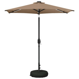 Garden Parasol With LED Lights Polyester Outdoor Shade Patio Umbrella