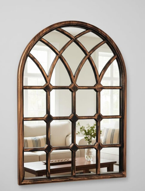 Black Brushed Gold Window Style Wall Mirror Durable Frame,Indoor/Outdoor W50Xh71Cm