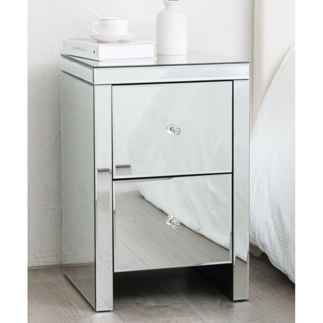 Achsa 40cm W Glass Bedside Table