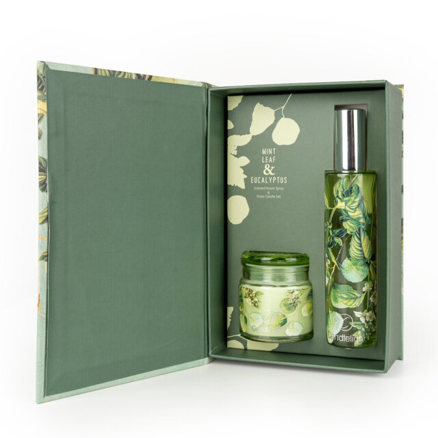 Plant / Floral Scented Jar Candle with Glass Holder