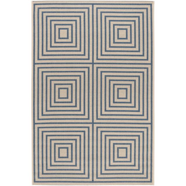 Mckenzie Hooked Cream/Blue Indoor/Outdoor Rug
