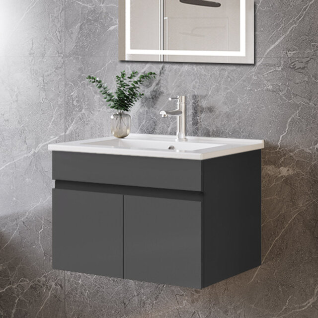 590mm Single Bathroom Vanity with Integrated Resin Basin