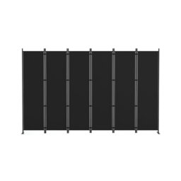 6 Panel Room Divider, 6ft Folding Wall Partition, Black, 305 X 183cm