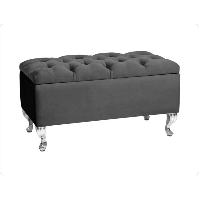 Londona Wide Velvet Tufted Rectangle Solid Color Standard Ottoman Bench with Storage, Upholstery Footstool End of Bed Bench
