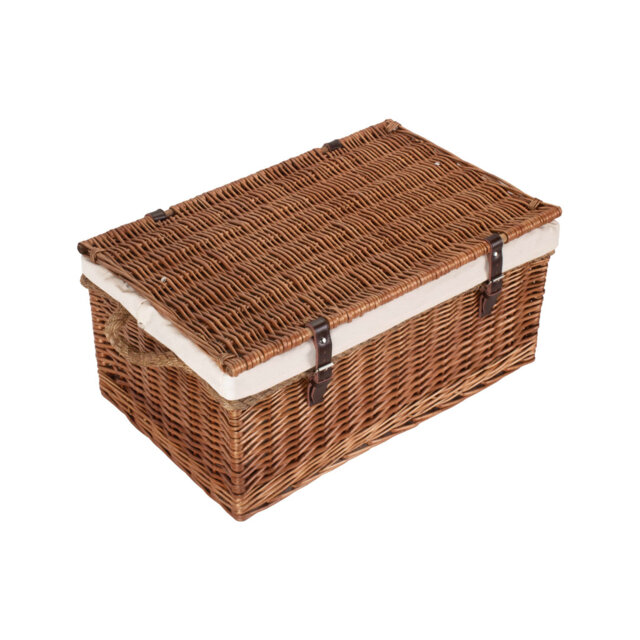 Double Steamed Rope Handled Wicker Storage Trunk