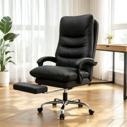 Ergonomic High Back Office Chair with Footrest, Faux Leather Executive Desk Chair