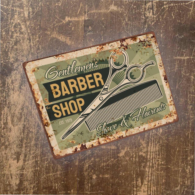 Gentlemen's Barber Shop Shave & Haircuts Wall DÃ©cor