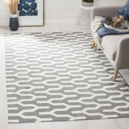 Normal Handmade Flatweave Wool Silver/Ivory Rug