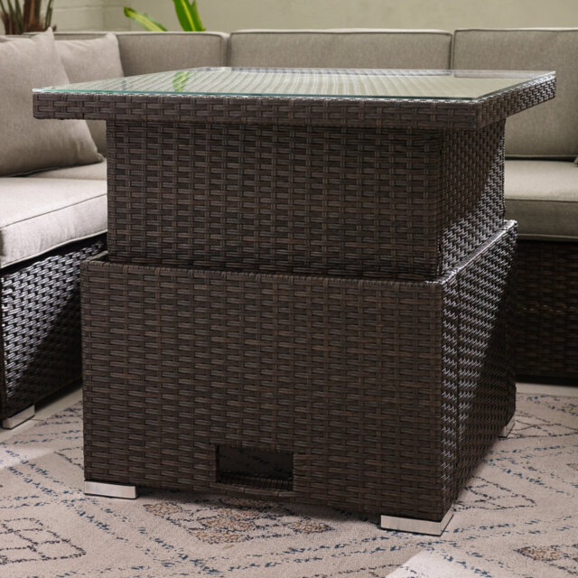 Miacomet PE Rattan Rising Garden Coffee Dining Table - Modern Gardens and Patios