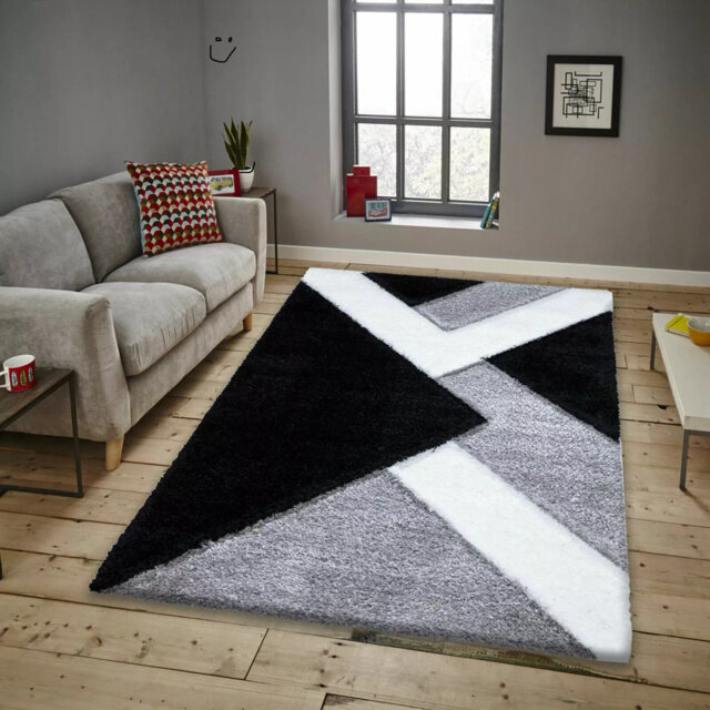 Modern 3D Shaggy Rugs Geometric Carved Design Large Area Rugs Soft Thick Fluffy Rug For Living Room Bedroom Small Floor Mats