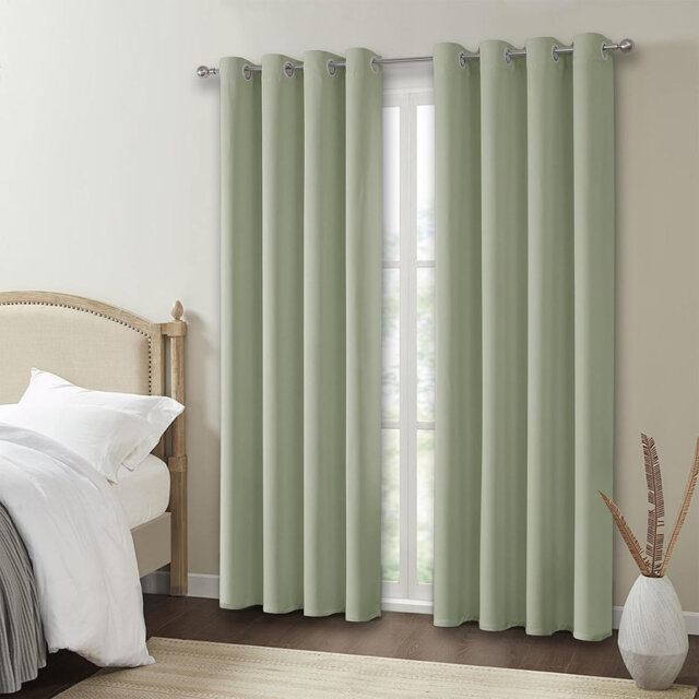 W46 x L54 Inch Eyelet Blackout Curtains, 54 Inch Drop Thermal Insulated Light Blocking Short Window Drapes