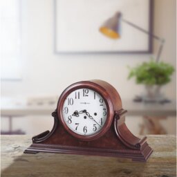 Traditional Analogue Elm Mechanical Tabletop Clock in