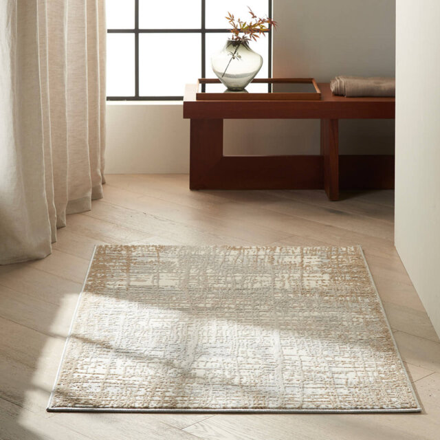 Modern Rug, Anti Shed Abstract Rug For Bedroom, & Living Room, Modern Dining Room Rug, Ivory Taupe Rug