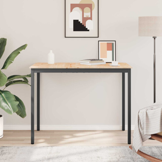 Solid Wood Top Metal Base Dining Table