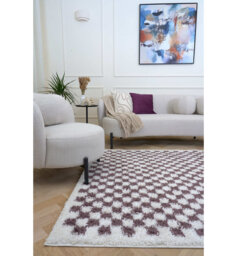 Moodi Modern Shaggy Area Rug Checkered Design