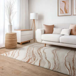 Decara Quartz Abstract High-Low Terracotta/Beige Area Rug