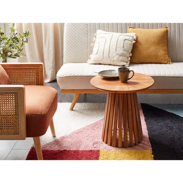 Coffee Table Acacia Wood Natural Dark Wood Cutaio