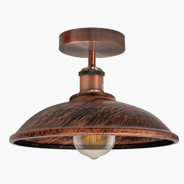 2 Pack of Industrial-Semi Flush Mount Vintage Ceiling Light Industrial Metal 24cm Lampshade Ceiling Light Mini Pendant Lighting for Farmhouse Porch Ki