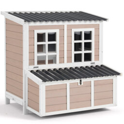 40 Inch Wooden Chicken Coop, 3 Nesting Boxes, Waterproof Roof, Poultry Cage for 2-4 Chickens & Small Pets