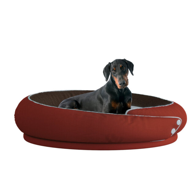 Man Friend Comfort WOWMAX Cuddler Dog Bed For Small And Medium Dogs Up To 13.6 kg, Bolstered Round Cozy Pet Bed With Double Sided Mat For All Season C