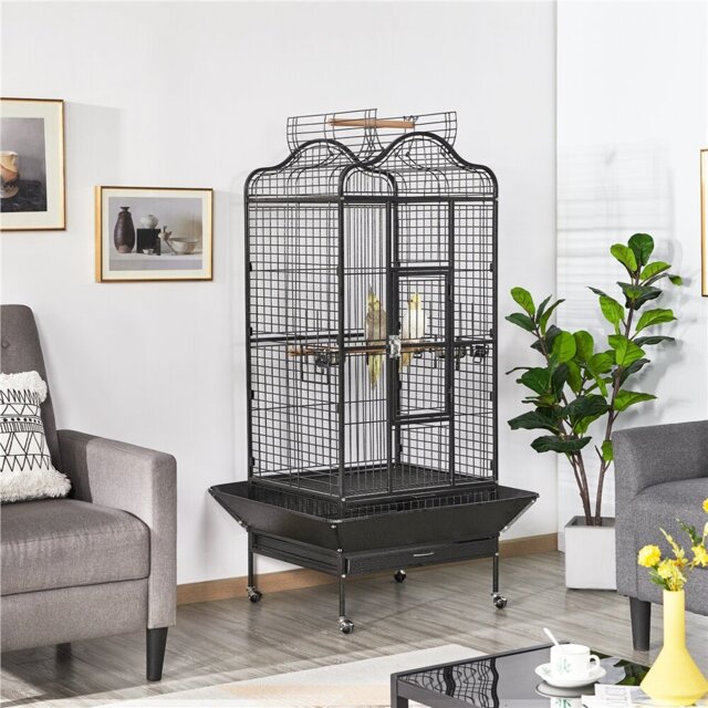 160cm Iron Play Top Floor Bird Cage with Wheels