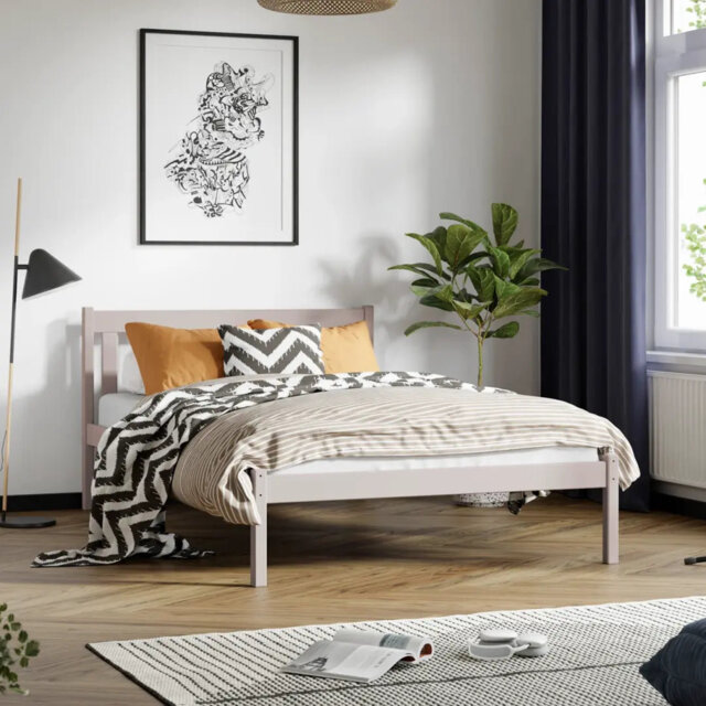 Teen Wooden Bed EU Small Double in White - Bright, Airy, and Family Safe
