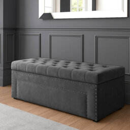 Duke Ottoman Storage Box - Chesterfield Upholstered Blanket Box - Plush Velvet Ottoman Bench with Storage
