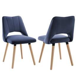 Dining Chairs, Chenille Upholstered, Hollow Back, 48cm Seat